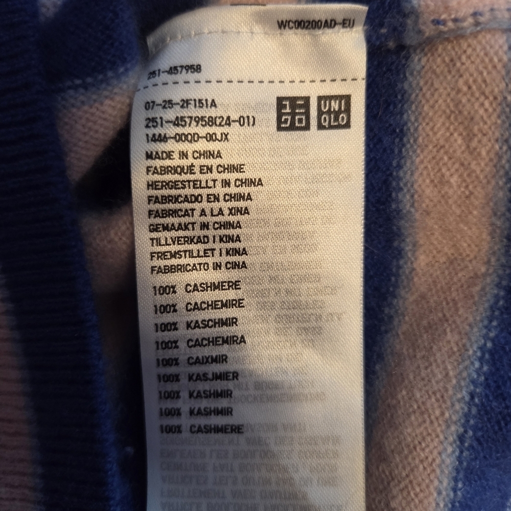 MARNI x UNIQLO Cashmere Striped Pink Blue Turtleneck Sweater Small - Picture 7 of 10